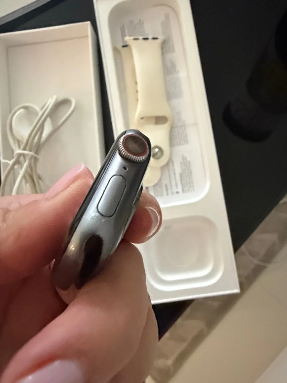 Apple Watch with Ivory Silicone Sport Band